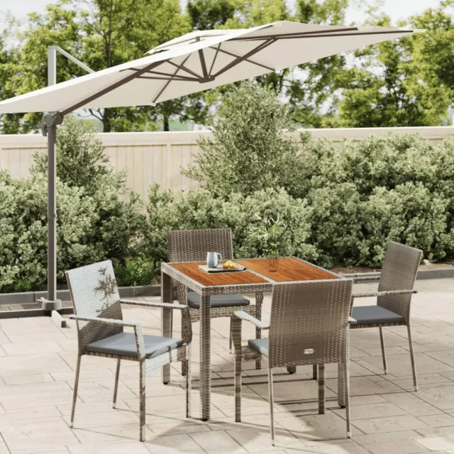 vidaXL 5-delige Tuinset met kussens poly rattan grijs, foto 2