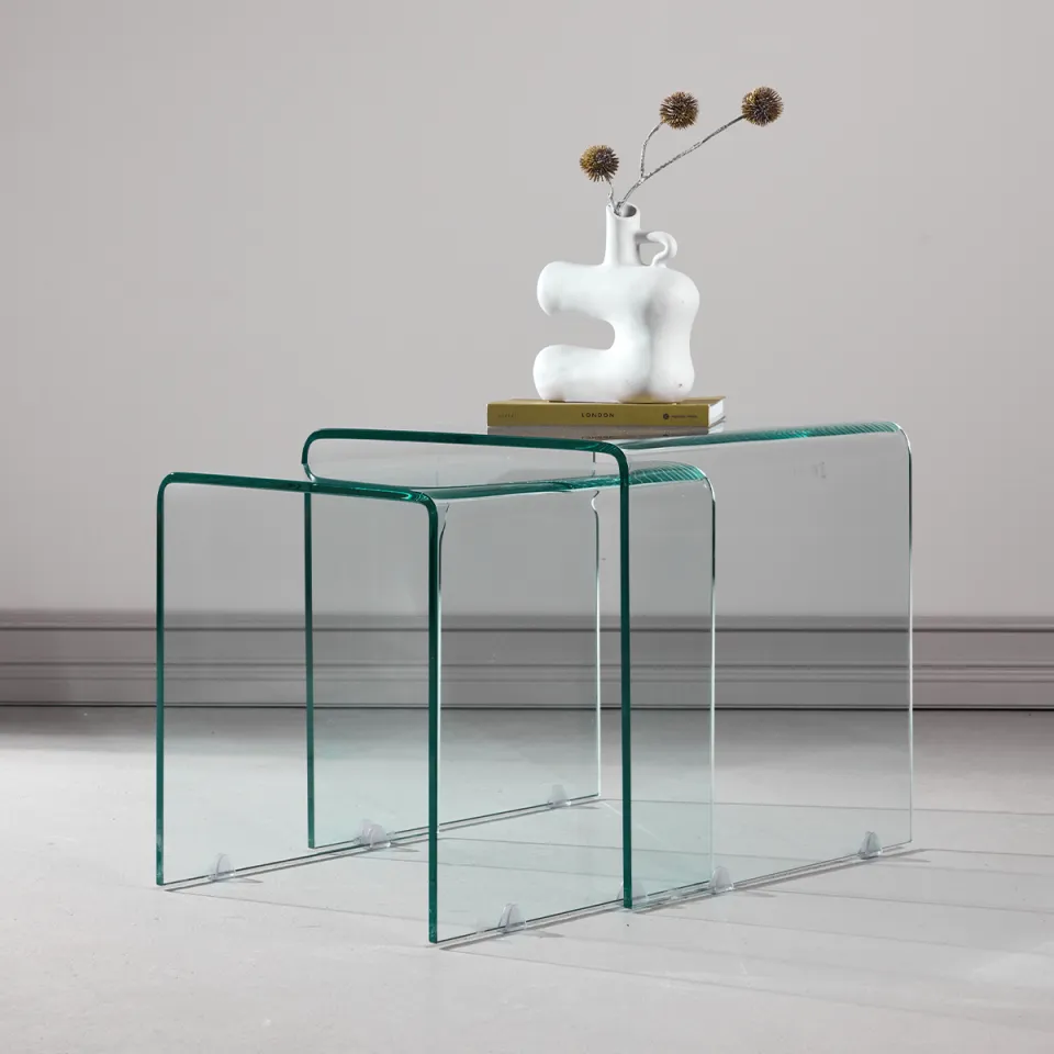 Nest living Cornelis glazen bijzettafels transparant - set van 2 groen, foto 3