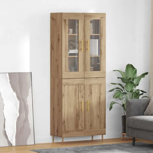vidaXL Hoge kast 2 st Artisan Eiken 69,5 x 34 x 180 cm Bewerkt hout, foto 2