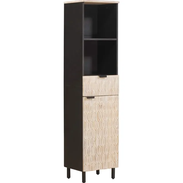 vidaXL Badkamerkast Zwart en Wit 38 x 33 x 160 cm Massief Mango Hout