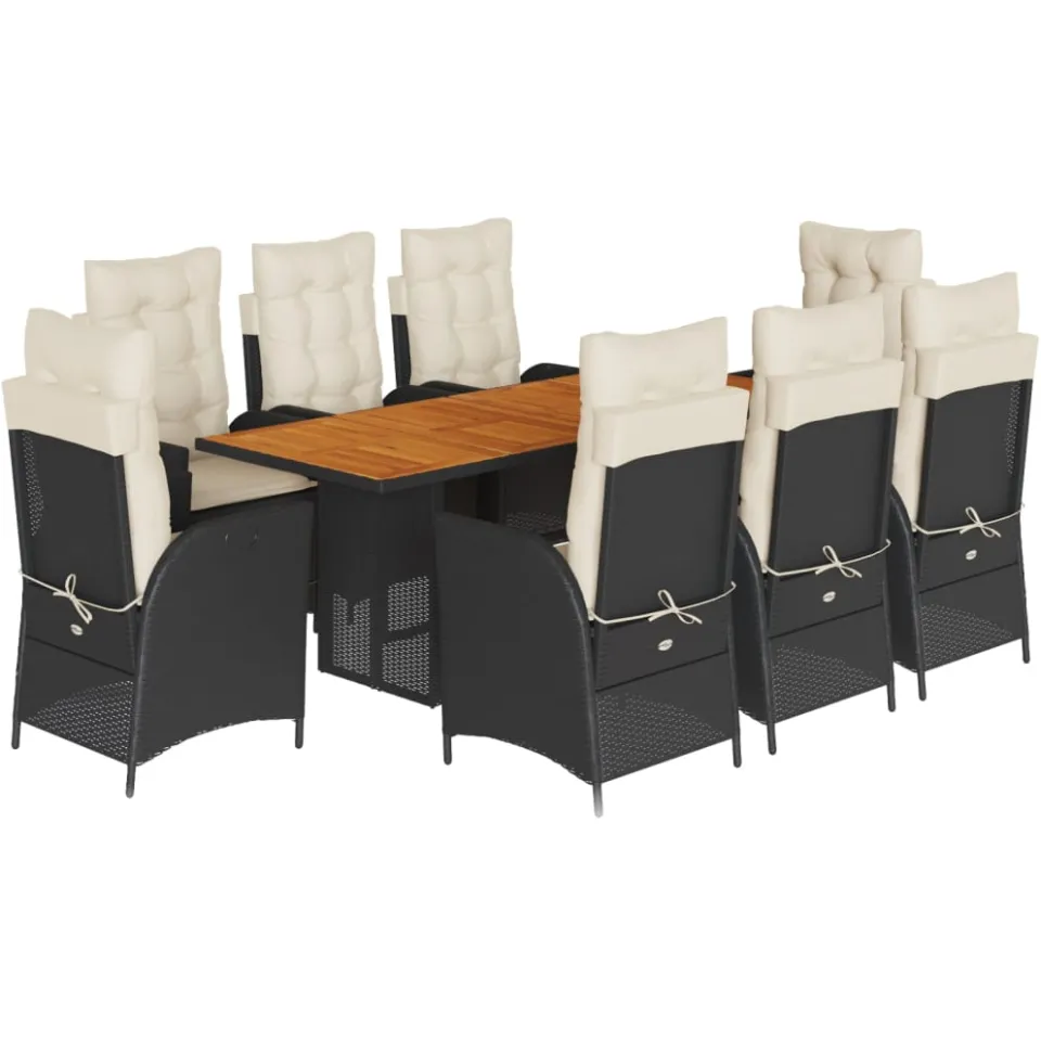 vidaXL 9-delige Tuinset poly rattan zwart, foto 3