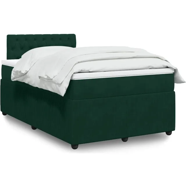 vidaXL Boxspring met matras fluweel donkergroen 120x190 cm groen