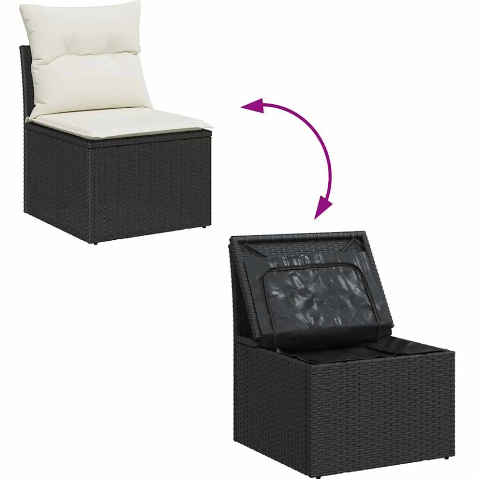 vidaXL Tuinbankenset 8 st Zwart en Wit poly rattan, foto 3
