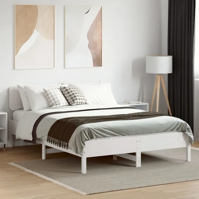 vidaXL Bedframe zonder matras massief grenenhout wit 150x200 cm