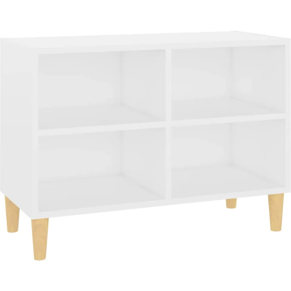 vidaXL Tv-meubel met massief houten poten 69,5x30x50 cm wit, foto 3