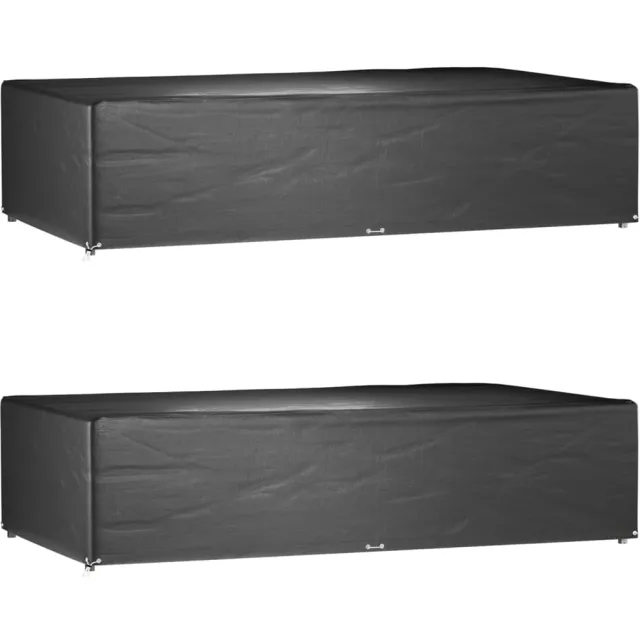 vidaXL Tuinmeubelhoezen 2 st 12 oogjes rechthoekig 315x180x75 cm Zwart