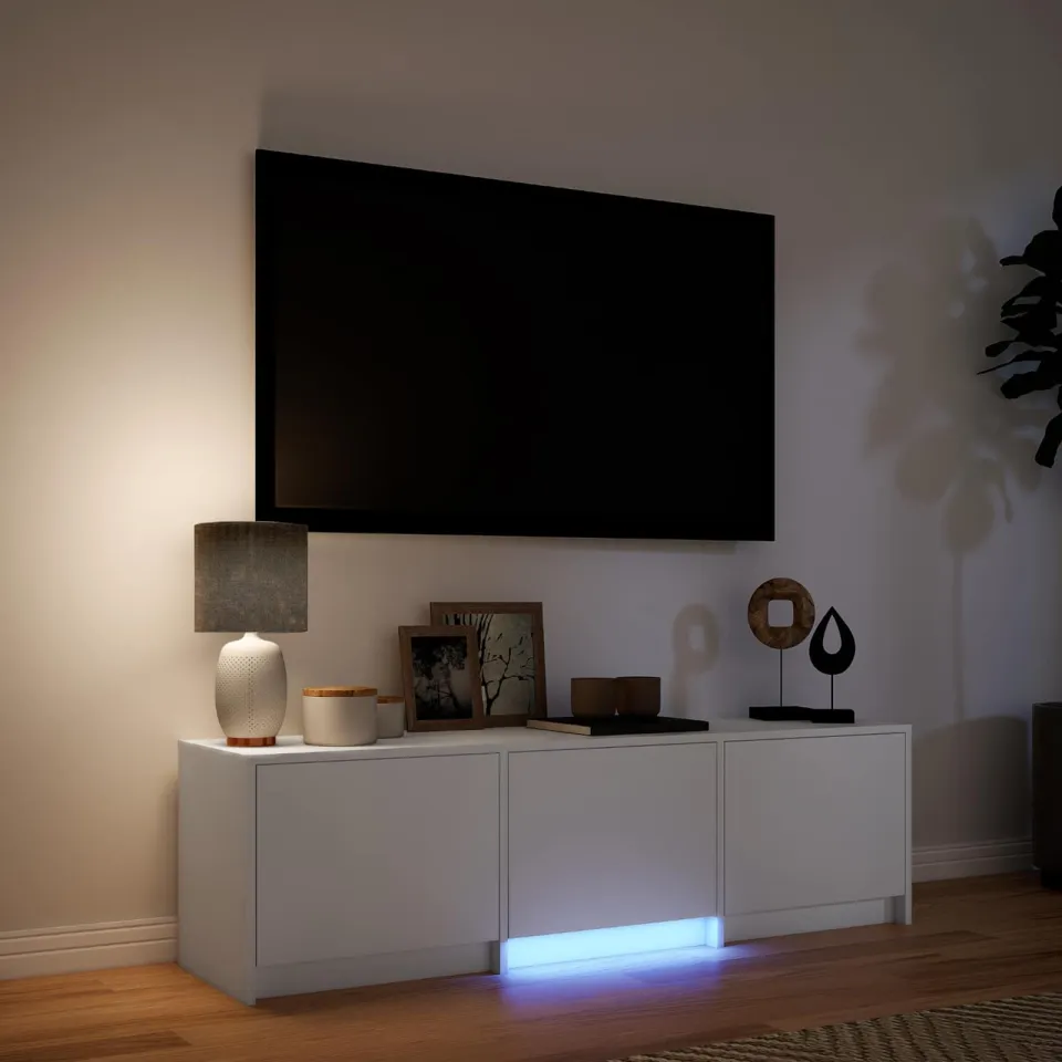 vidaXL TV-kast met LED 140 x 34 x 40 cm Wit Geconstrueerd hout, foto 4