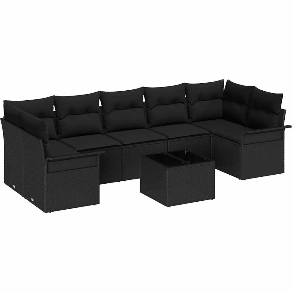 vidaXL Tuin Sofa Set 8 st Zwart poly rattan