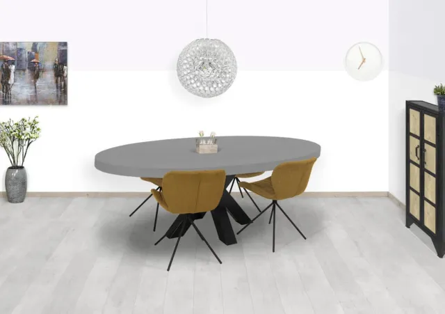 NordXL Betonlook industriële eettafel ovaal Kiron