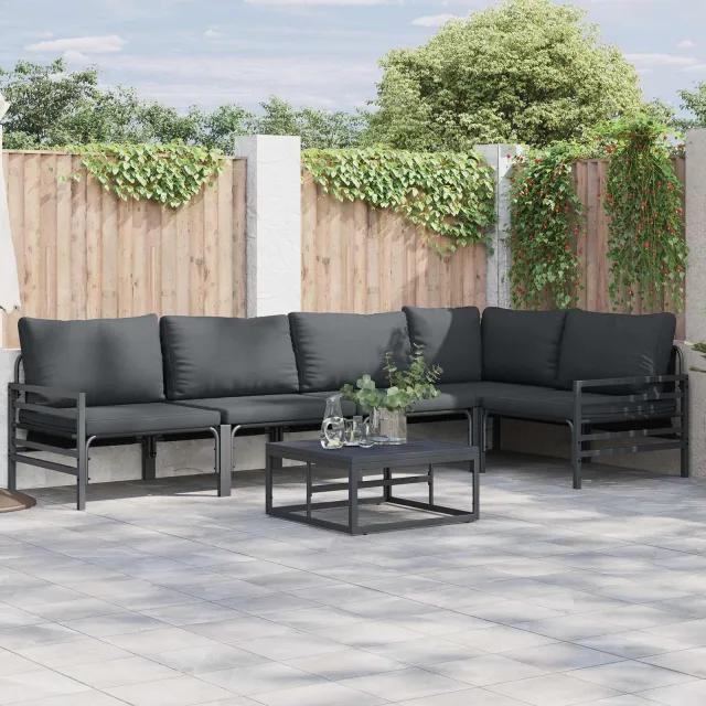 vidaXL Tuinbankenset 5 st Zwart Staal, foto 2