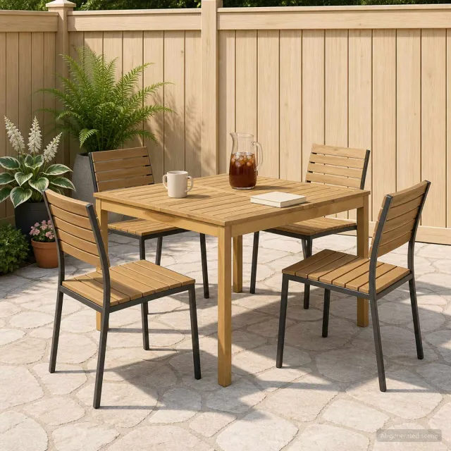 vidaXL Tuindiner tafel LAREN Witgewassen 110 x 108,5 x 75 cm, foto 2