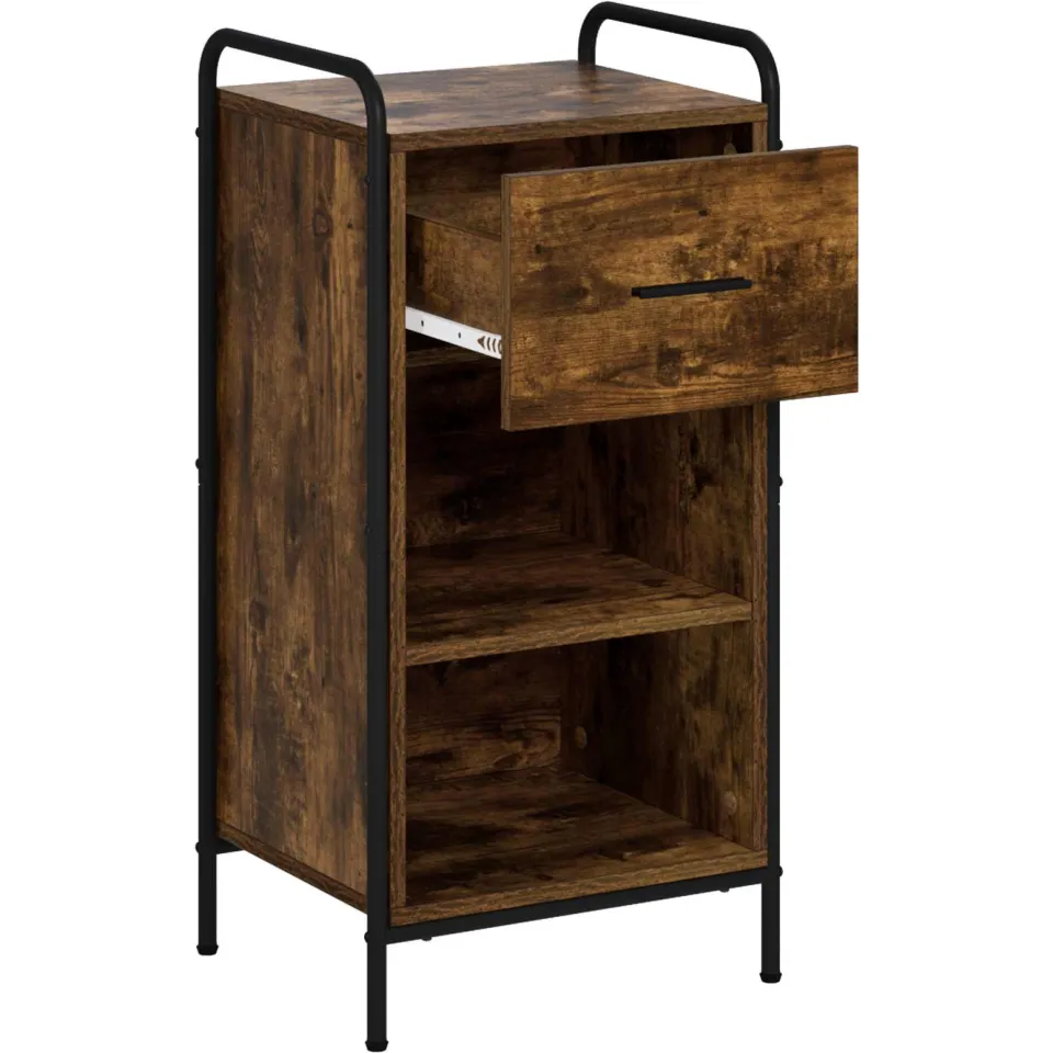 vidaXL Dressoir Gerookt eiken 97 x 33 x 81 cm Bewerkt hout Bruin