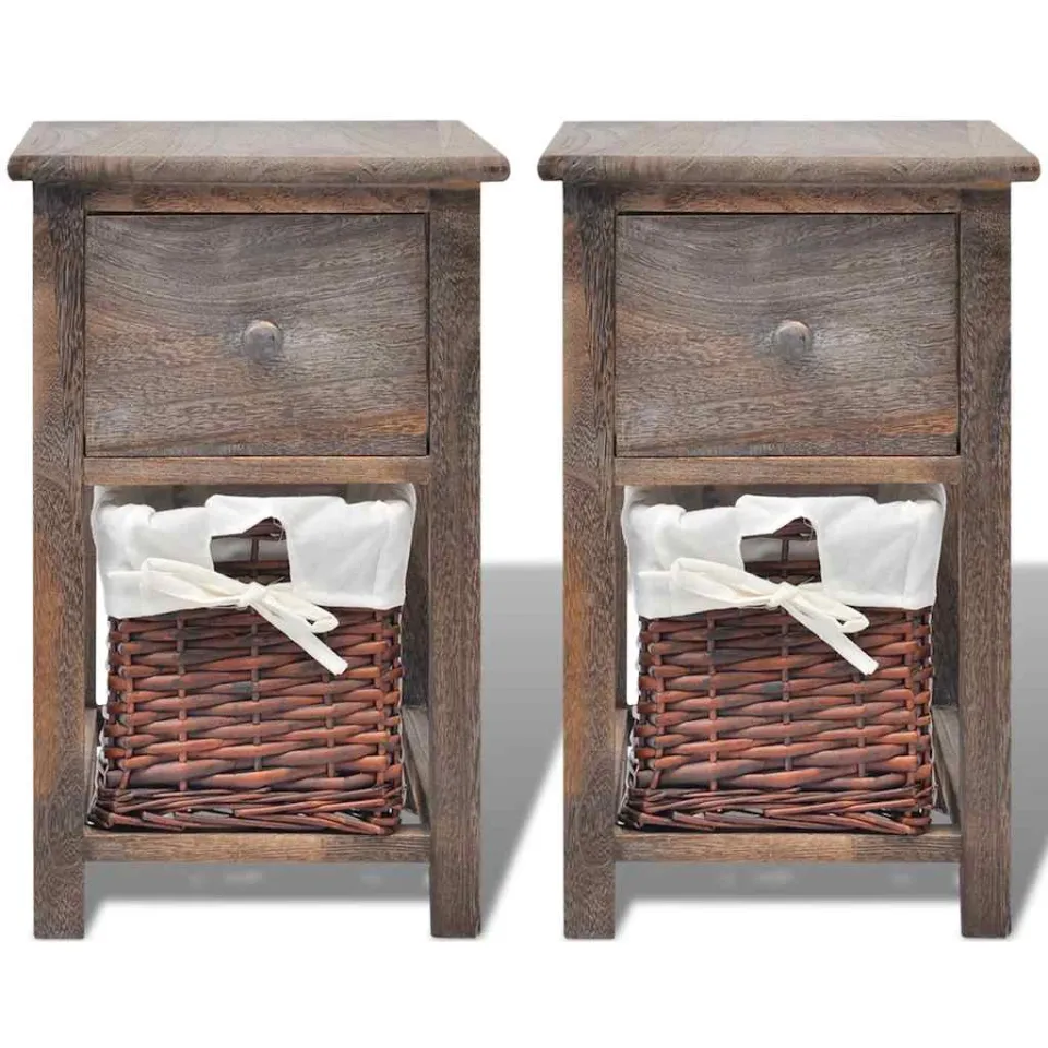 vidaXL Nachtkastjes 2 st hout bruin