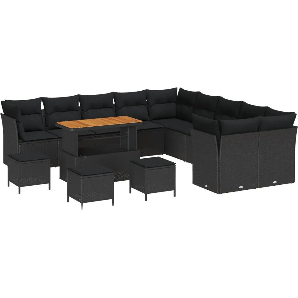 vidaXL Tuinbankenset 14 st Zwart poly rattan