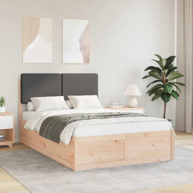 vidaXL Bedframe met Gevoerd Hoofdgedeelte Donkergrijs 120 x 200 cm