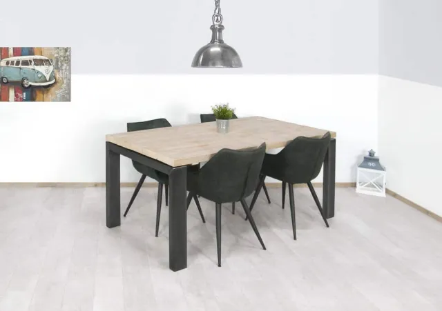 NordXL Steigerhouten tafel Lufkin met metalen onderstel
