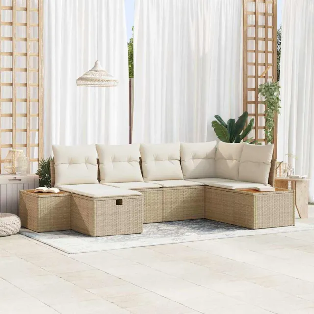 vidaXL Tuin Sofa Set Beige poly rattan, foto 2