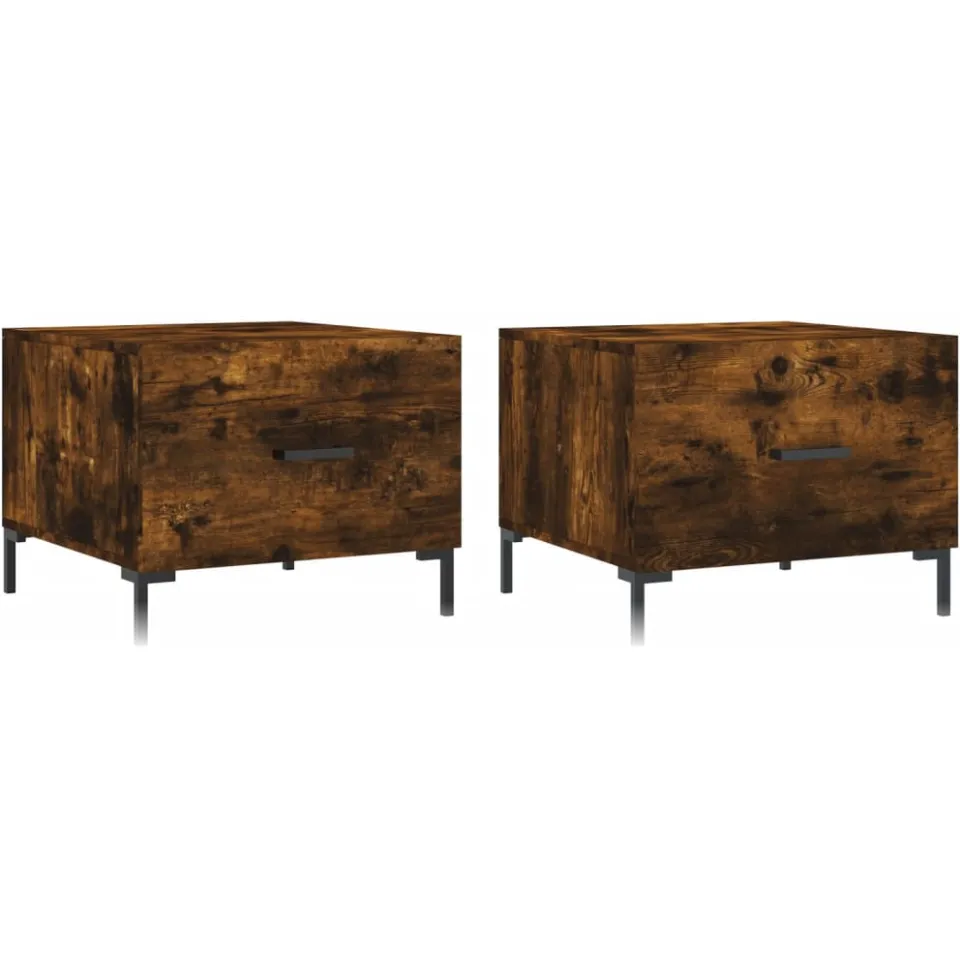 vidaXL Salontafels 2 st 50x50x40 cm bewerkt hout gerookt eikenkleurig, foto 3