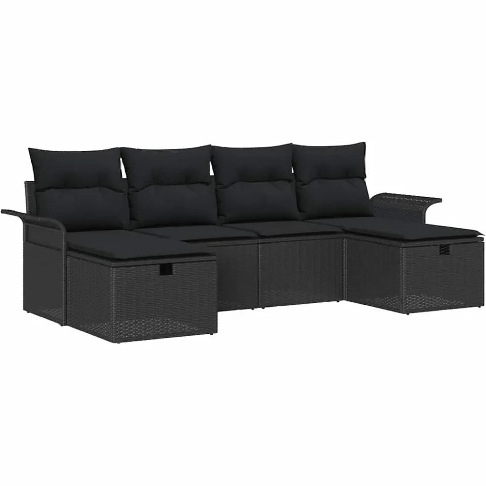 vidaXL Tuin Sofa Set 6 st Poly riet Grijs