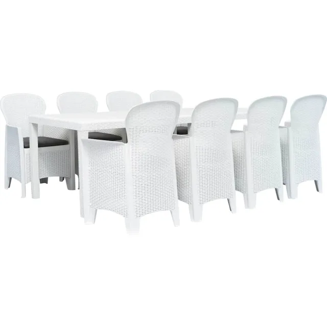 vidaXL 9-delige Tuinset rattan-look kunststof wit