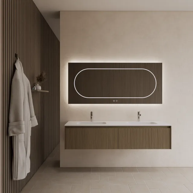 Gliss Design Badkamermeubel Gliss Design Timotheus 180 cm Corn Silk (Keuze Wastafel) Bruin