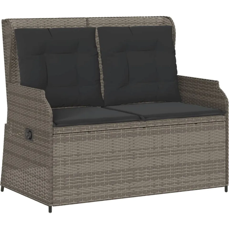 vidaXL 3-delige Loungeset met kussens poly rattan grijs
