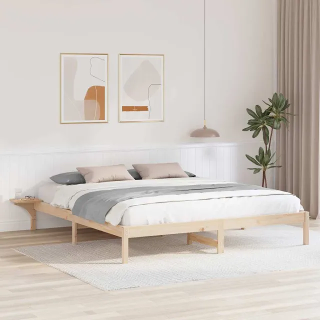 vidaXL Bedframe Naturel 200 x 200 cm Massief grenenhout Bruin