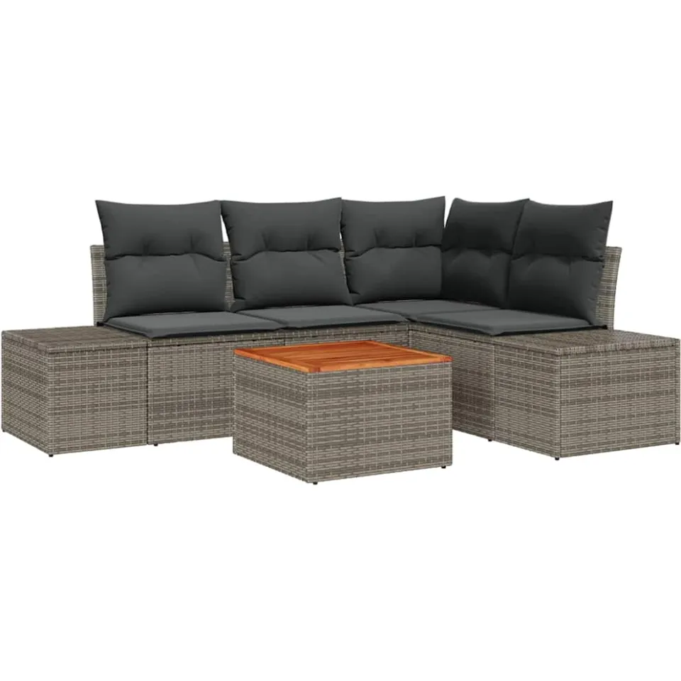 vidaXL Tuinbankenset 5 st Grijs poly rattan
