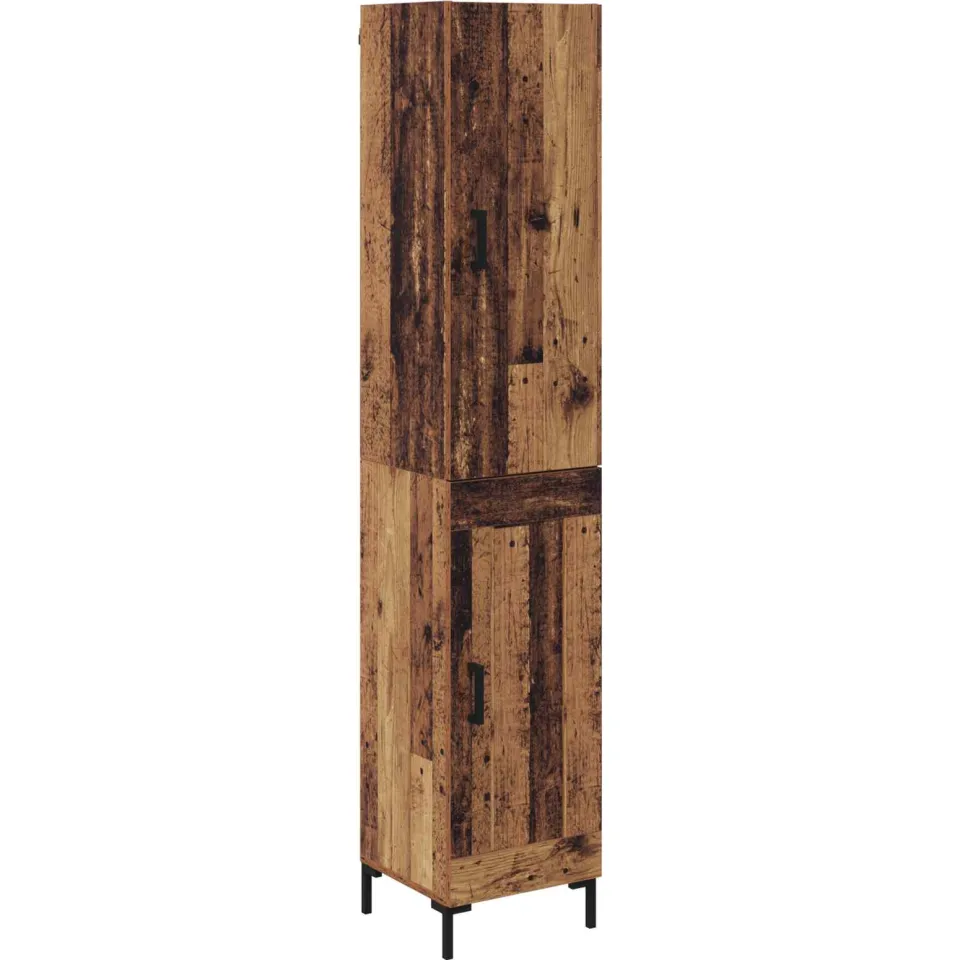 vidaXL Hoge kast Oud Hout 34,5 x 34 x 180 cm Bewerkt hout bruin, foto 3
