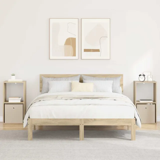 vidaXL Nachtkastje 2 st Sonoma Eiken 35 x 32 x 68,5 cm Bewerkt hout Bruin