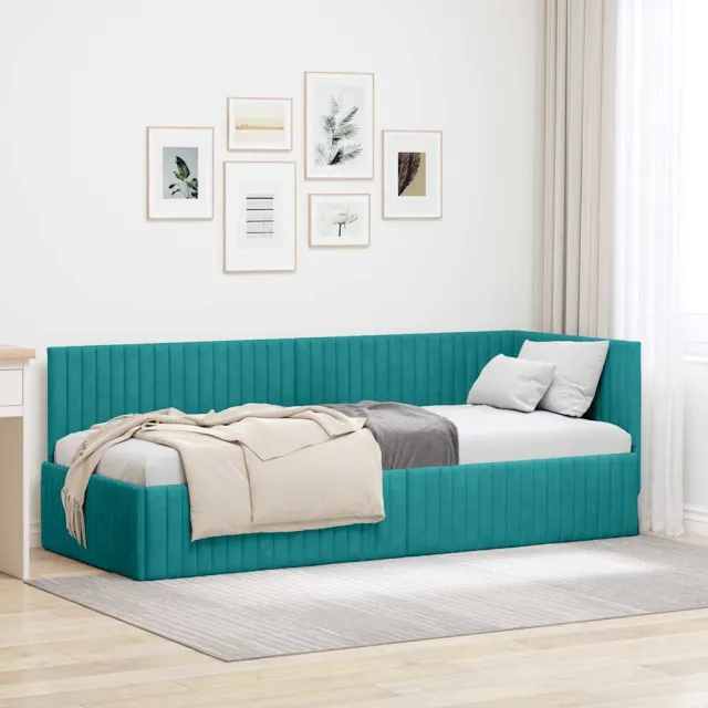 vidaXL Hoekbedframe Turquoise 80 x 200 cm fluweel