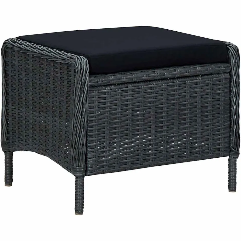 vidaXL 9-delige Tuinset met kussens poly rattan donkergrijs grijs, foto 4