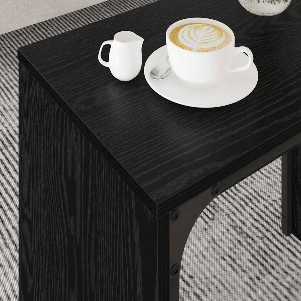 vidaXL Salontafel 3 st Zwart Eiken 60 x 35 x 56 cm Bewerkt hout, foto 4