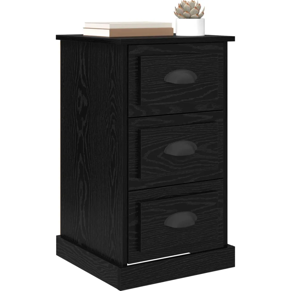 vidaXL Nachtkastje Zwart Eiken 39 x 39 x 67,5 cm Bewerkt hout