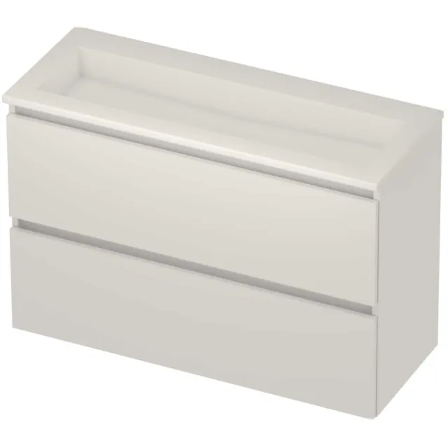 Basic-Line Mood 39 Badmeubelset Acryl Zonder Kraangat Greeploos 100x39x62 cm Ice White Glans Wit