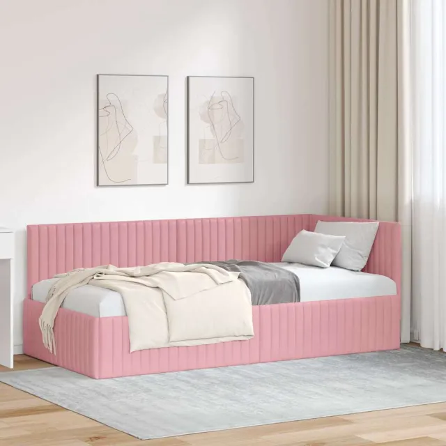 vidaXL Hoekbedframe Roze 90 x 190 cm fluweel