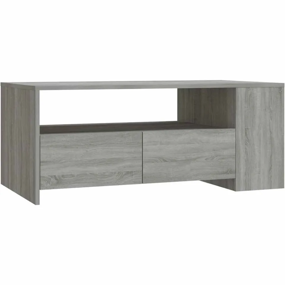 vidaXL Salontafel 102x55x42 cm bewerkt hout grijs sonoma eikenkleurig