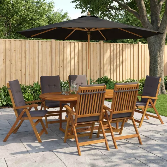vidaXL Buiten Eetset met Parasol 8 st 6-zits Antraciet, foto 2