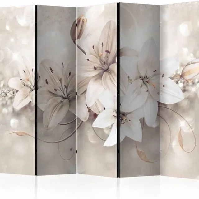 karo-art Vouwscherm / Kamerscherm - Diamanten lelies 225x172cm , gemonteerd geleverd, dubbelzijdig geprint Multikleur