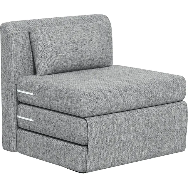 whiqutey 3-voudig Opklapbare Slaapstoel Met Logeermatras – Compact, Stevig Metalen Frame, 80x75x74 cm, Grijs