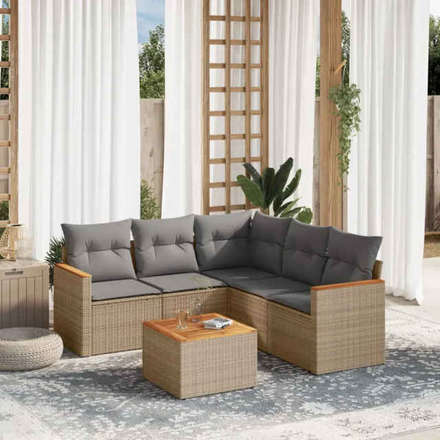 vidaXL Patio Sofa Set 5-zits Beige and Grey, foto 2