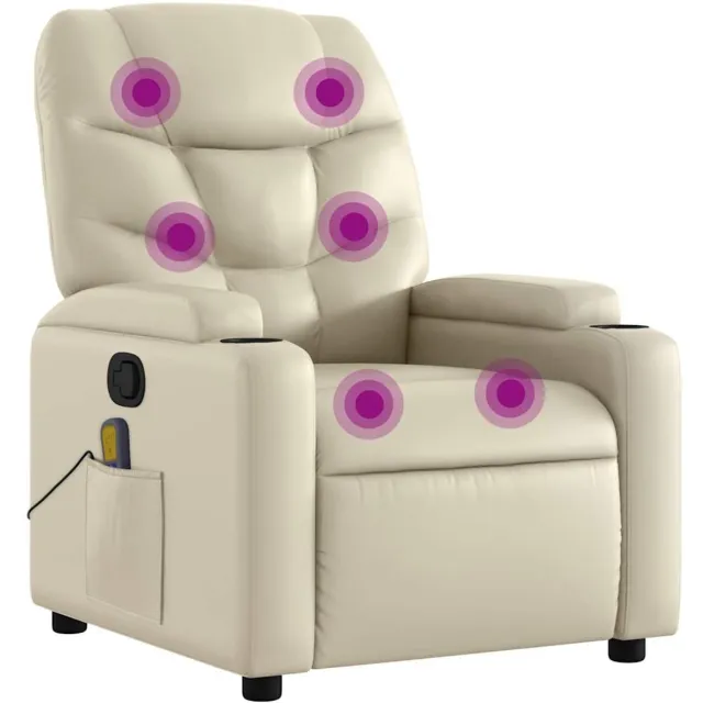 vidaXL Massagestoel - van - kunstleer - in - crèmekleur
