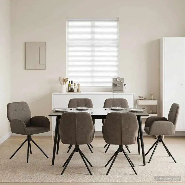 vidaXL Draai Eetstoelen 6 st Nep Suede Leer Donkergrijs, foto 2