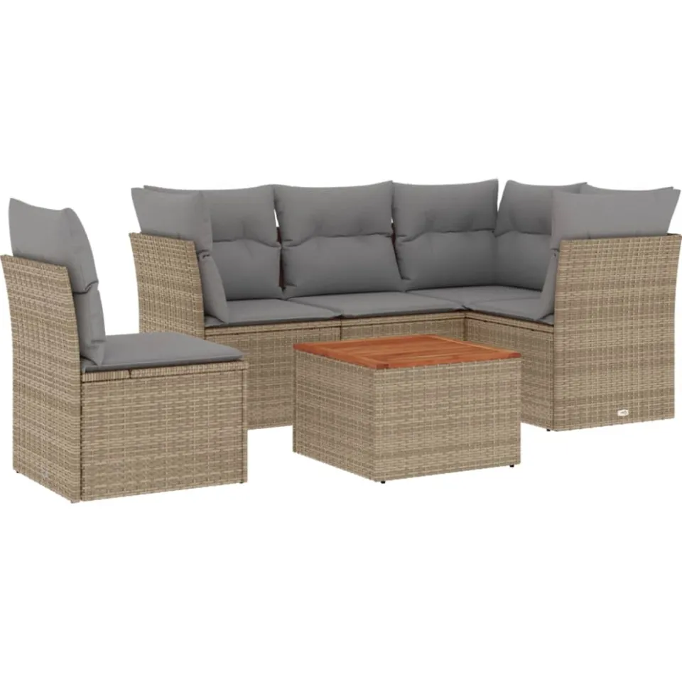 vidaXL Patio Sofa Set 5-zits Mix Beige and Grey