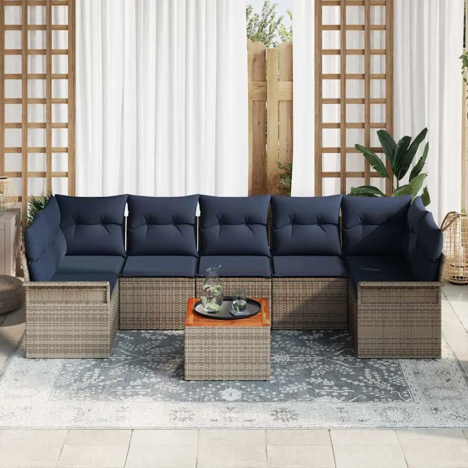 vidaXL Tuinbankenset 8 st Grijs poly rattan, foto 3