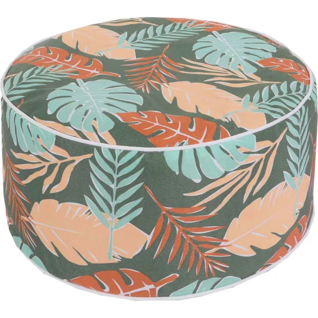 MCW Kruk MCW-G31, zitkussen poef zitzak tuinkruk, opblaasbaar binnen/buiten gesponnen poly 29x55cm ~ blad ontwerp