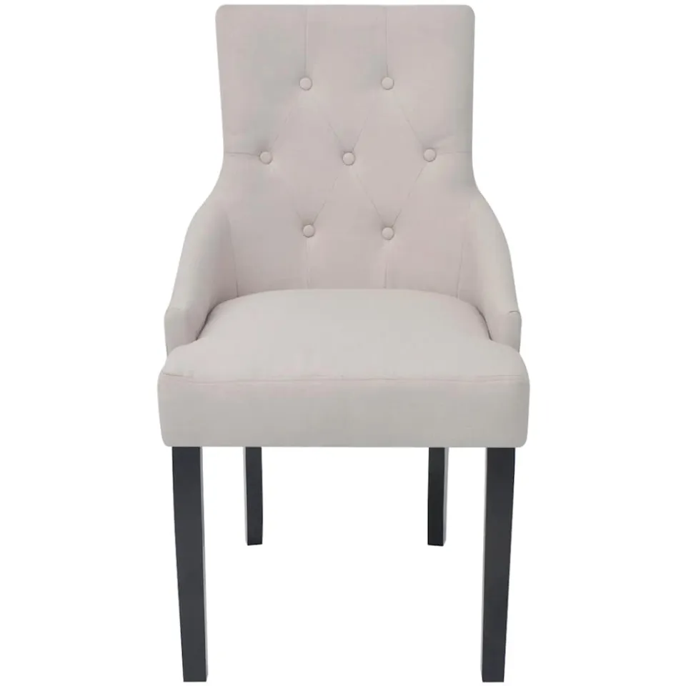 vidaXL Eetkamerstoelen 4 st stof crèmegrijs, foto 3
