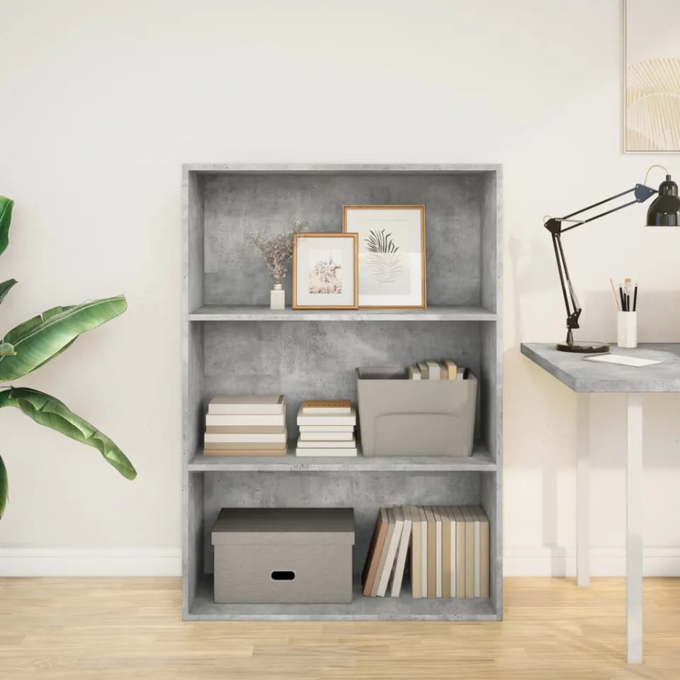vidaXL Boekenkast 80x30x114 cm bewerkt hout betongrijs grijs, foto 2
