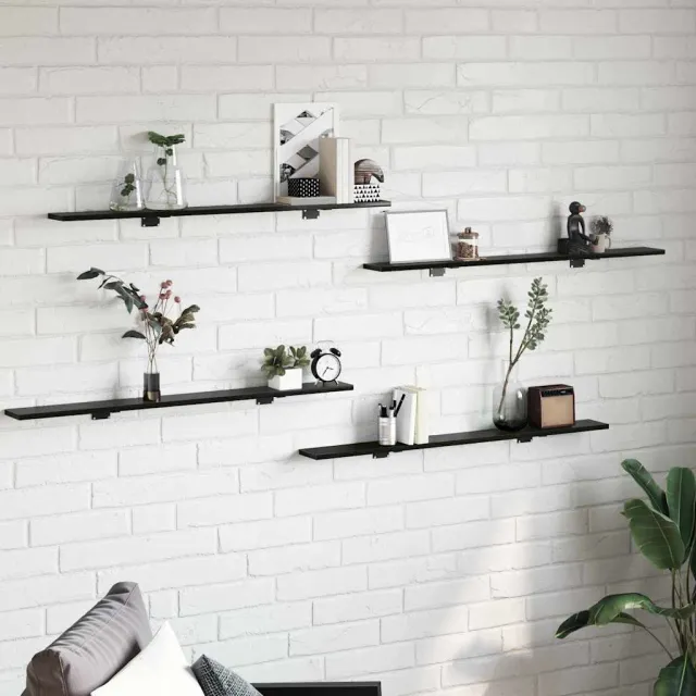 vidaXL Boekenplank Bord 3-laags 4 st 100 x 10 x 1,5 cm Bewerkt hout zwart, foto 2