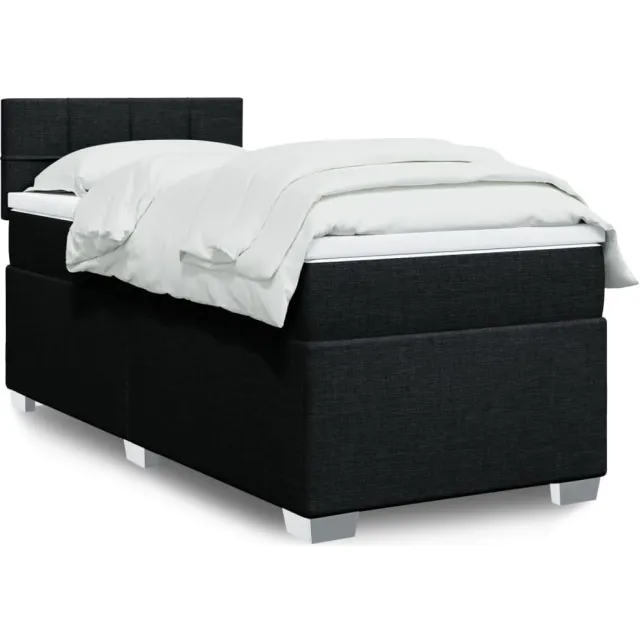 vidaXL Boxspring met matras stof zwart 100x200 cm